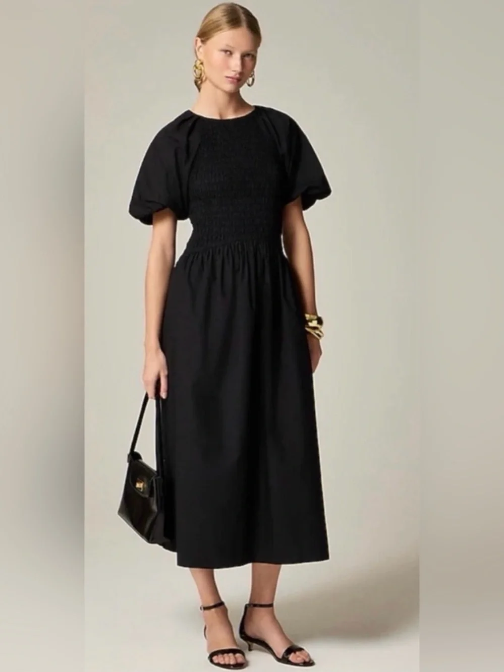 meadow dress in cotton poplin J.Crew in black Poplin mini Size:UK 28 model: 259034 JOURNAL • BRIAN ROSE The perfect cotton milkmaid